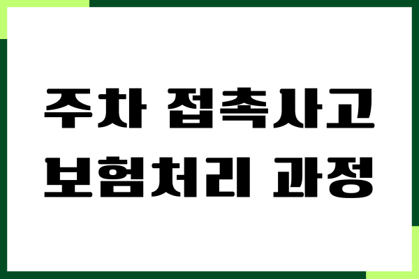 주차 접촉사고 보험처리 과정, 처리 기간, 합의 비용